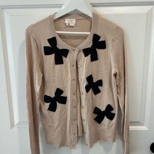 Kate Spade Beige Cardigan with Black Bows